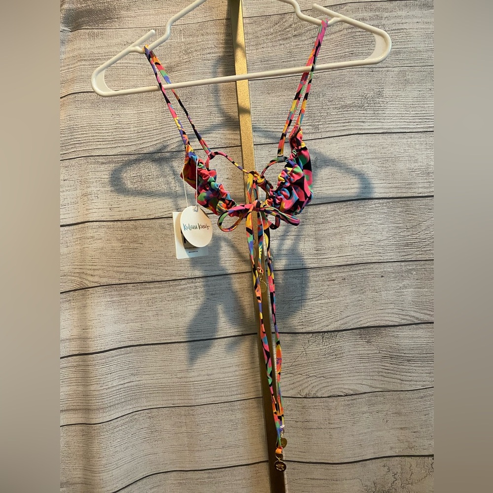 KULANI KINIS Disco Doll Ruched Triangle Bikini Top size xs